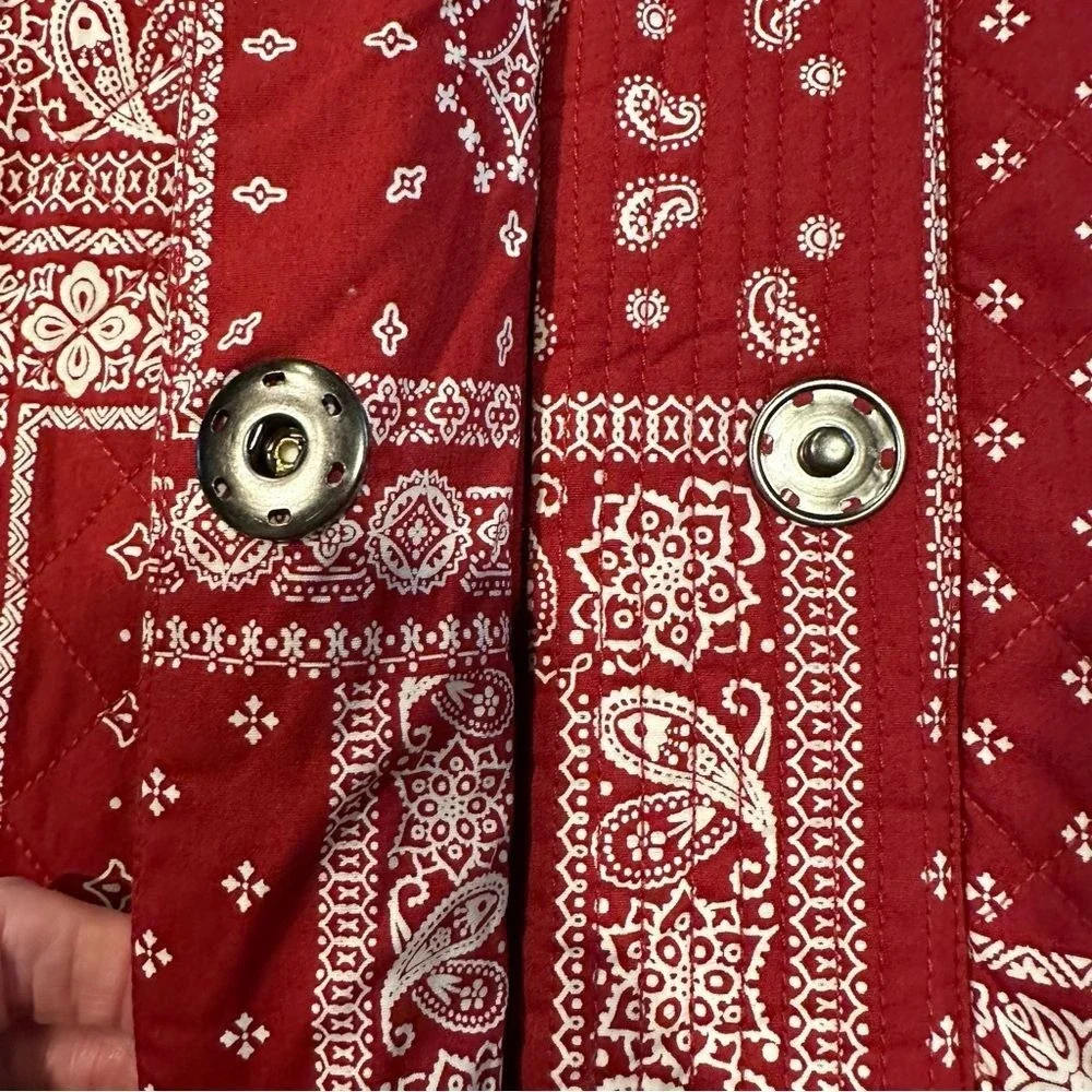Overlover‎ Laguna Quilted Magic Bandana Red Jacket - Size Small